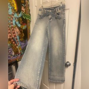 The KRIPT light denim wash wide leg flare pant (jnco vibes)